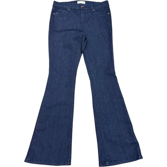 Loft Ann Taylor Dark Wash Mid Rise Stretch Flare Jeans - Picture 7 of 10